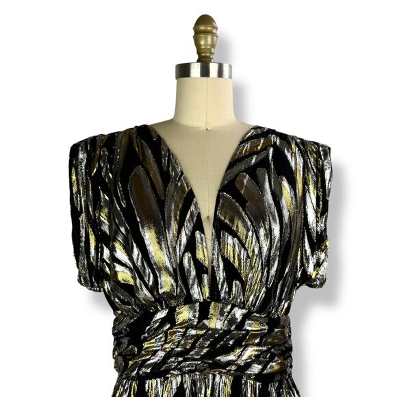 New w/Tags RAMY BROOK NEW YORK silk metallic JessieAnn Goddess gown dress - Picture 15 of 17